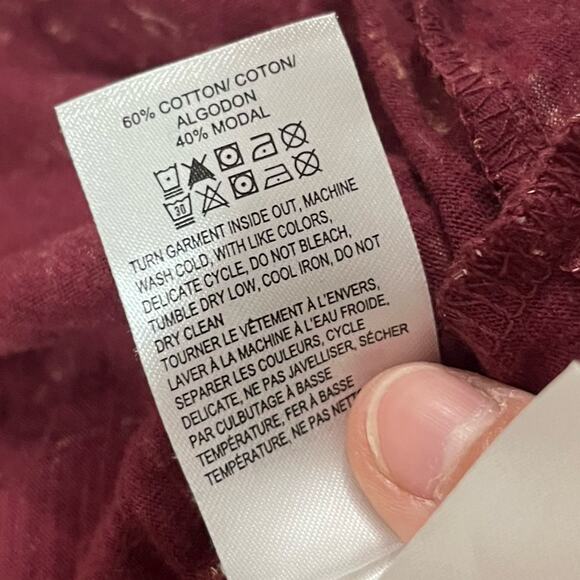 Lucky Brand Bohemian Artsy Flowy Lightweight 3/4 Sleeve Blouse Top Plus Size 2x - Picture 6 of 8